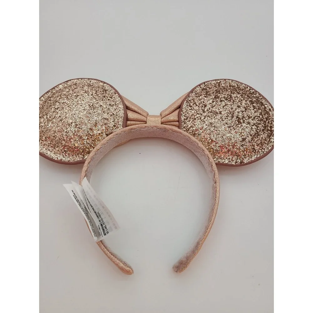 Disney Parks Minnie Mouse Rose Gold Sequined Ear Headband.